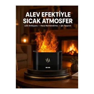 Modern Tasarımlı Alev Efektli LED Aromaterapi Hava Nemlendirici Yeni Nesil