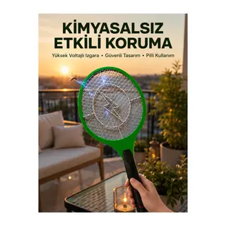 Hafif ve Ergonomik Elektronik Böcek Öldürücü – Güvenlik Koruması ile Pil Kontrollü