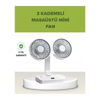 Çift Kafalı Masaüstü ve Duvar Tipi Sessiz USB Şarjlı Fan