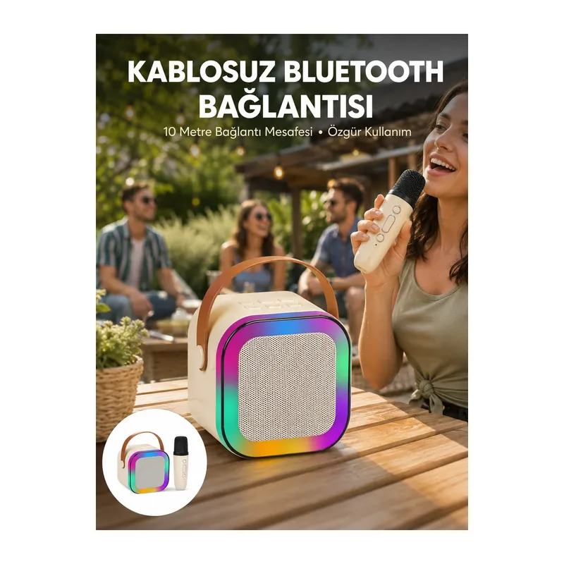 Karaoke Mikrofon Hoparlör Seti 6 Saat Kullanım Süresi Yeni Nesil