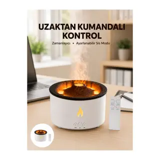 Alev Efektli Buhar Makinesi – Aromaterapi, Nemlendirme ve Işık Modlu Tasarım Yeni Nesil