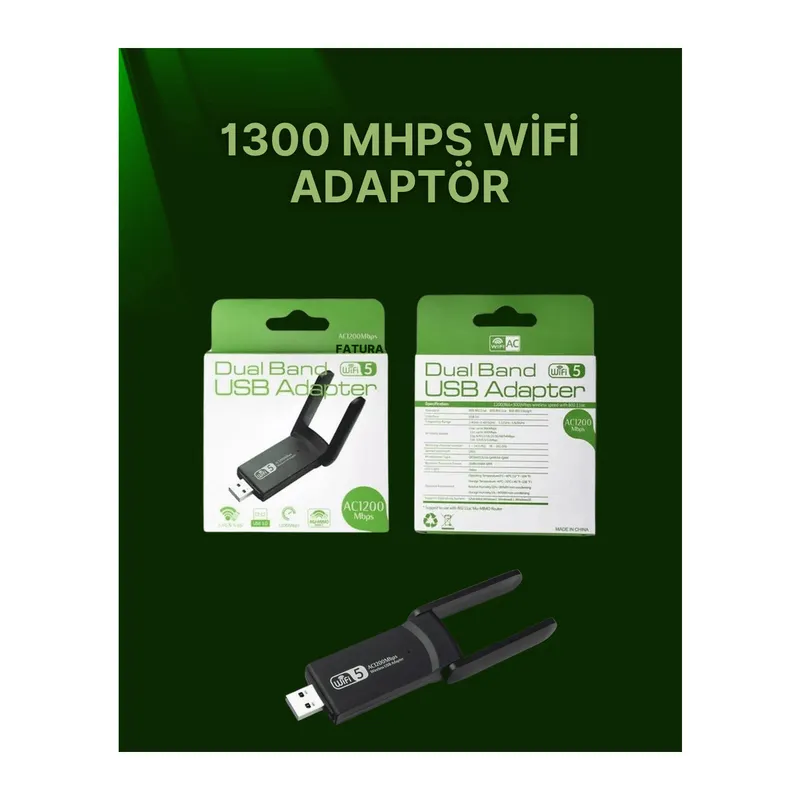 USB 3.0 Wireless Adaptör – 2.4GHz & 5GHz Destekli