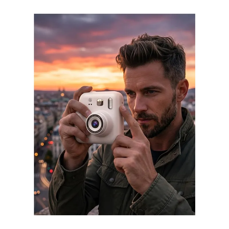 Eğlenceli Baskılı Çocuk Fotoğraf Makinesi Video Çekim 4 Rulo Kağıt 5 Kalem Set