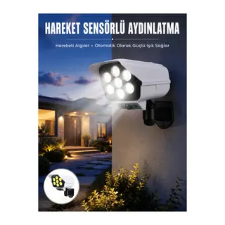 Solar Bahçe Aydınlatması Hareket Sensörlü Uzaktan Kumandalı Kamera Görünümlü Yeni Nesil