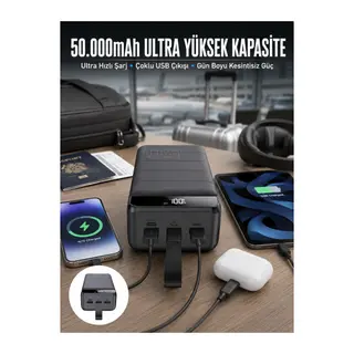 Powerbank Çoklu Şarj Girişi 50.000 Mah Taşınabilir Dijital Göstergeli (Kopya)