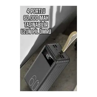 Powerbank 60.000 MAH Dijital Göstergeli 4 Portlu Taşınabilir