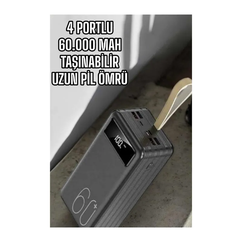 Powerbank 60.000 MAH Dijital Göstergeli 4 Portlu Taşınabilir
