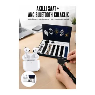 3.Nesil TWS Bluetooth Kulaklık Bluetooth Bağlantılı Akıllı Saat Amoled Ekran Plastik Hasır Kordon