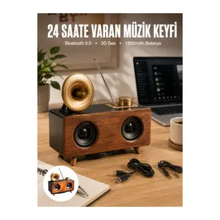 Çalar Radyo Müzik Kutusu Nostaljik Hoparlör Speaker