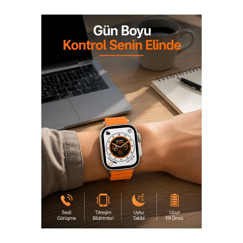 Akıllı Saat GPS Özelliği Bildirim Görme Adımsayar Sesli Görüşme Yapabilen Yeni Nesil