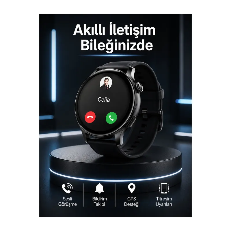 Akıllı Saat Bildirim Görme Amoled Ekran GPS Uyumlu Sesli Görüşme