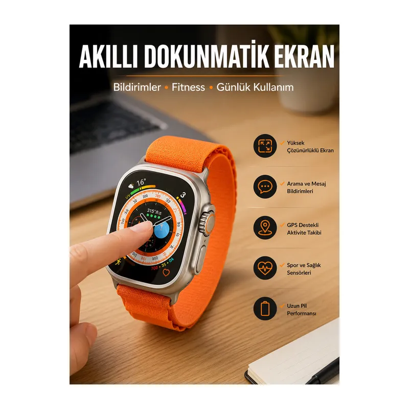 Akıllı Saat Uyku ve Spor Takibi Yeni Nesil Bluetooth Bağlantılı Amoled Ekran