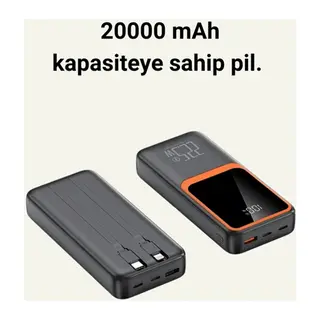 20.000 mAh Powerbank – 22.5W Hızlı Şarj, Çok Kablolu, Dijital Göstergeli