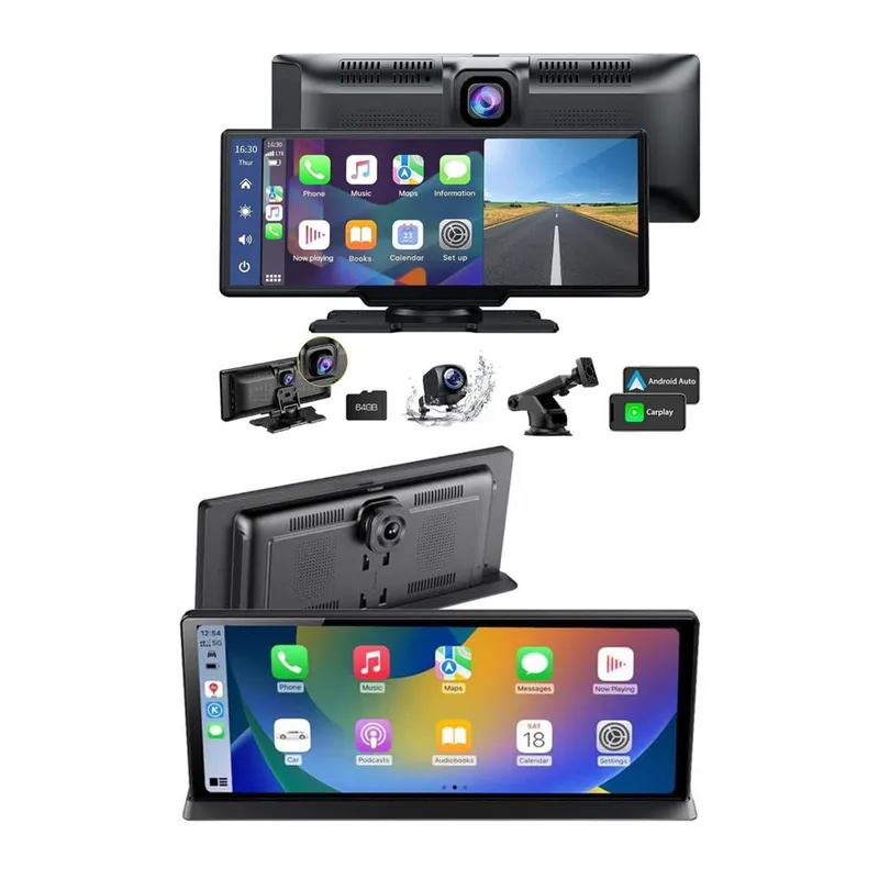 4K 10.2 İnç Çift Kameralı Araç Multimedya Ekranı CarPlay Kablosuz Tüm Cihazlara Uyumlu