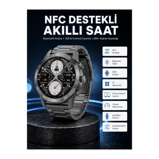 Akıllı Saat Çelik Kordon Çağrı Cevaplama Amoled Ekran Titreşimli Uyku ve Sağlık Takibi
