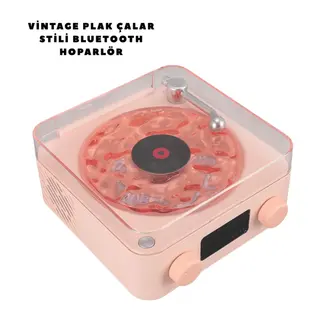 Retro Bluetooth Hoparlör PEMBE