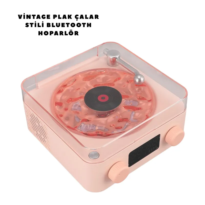 Retro Bluetooth Hoparlör PEMBE