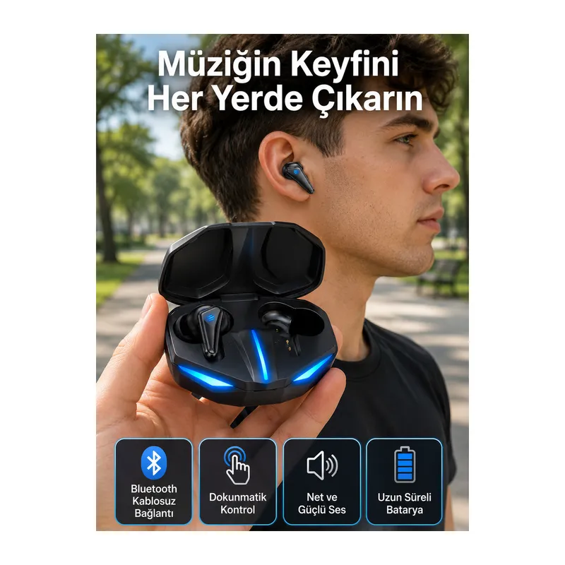 Wireless Gaming Kulaklık Mikrofonlu Bluetooth Oyuncu Kulaklığı