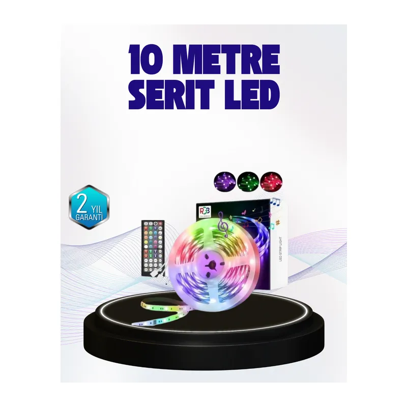 Bluetooth Kontrollü Smart Şerit Led 10M Sese Duyarlı RGB Aydınlatma
