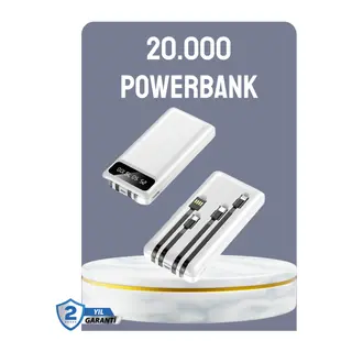 Hızlı Şarj Destekli 20.000mAh Powerbank USB Type-C Lightning LCD