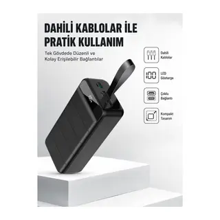 50.000 mAh Kapasiteli Powerbank – Hızlı Şarj Destekli, 4 USB Portlu, LED Işıklı Taşınabilir Enerji Deposu