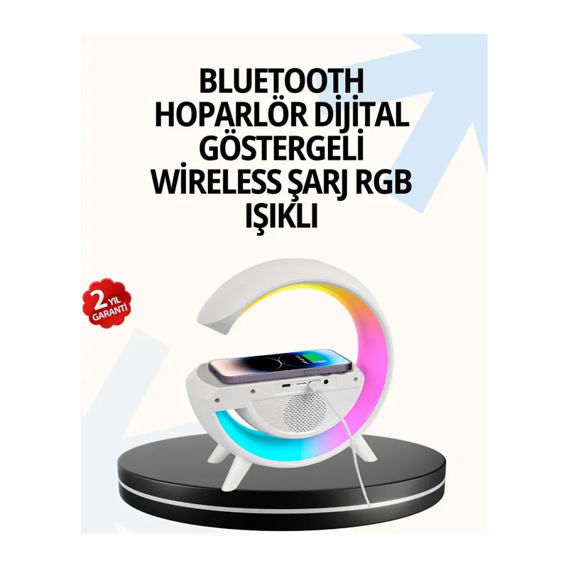 15W Hızlı Şarj Destekli LED Atmosfer Işığı ve Alarm Fonksiyonlu Lamba