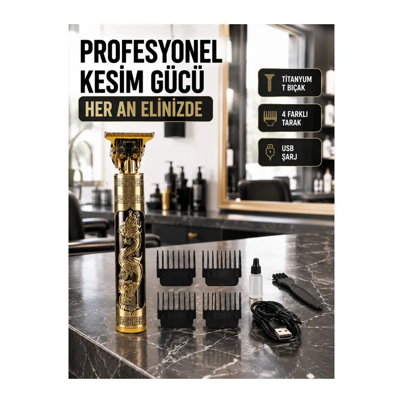 Şarjlı Titanyum Bıçaklı Saç Kesme Makinesi Yeni Nesil