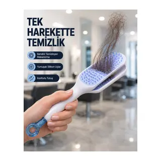 Kendi Kendini Temizleyen Saç Tarağı – Anti-Statik, Silikon Uçlu, ABS Malzeme, 22x4 cm
