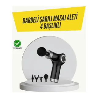 Mini Masaj Tabancası 4 Başlık 6 Hız Ayarlı