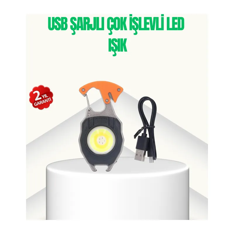 Çok İşlevli USB Şarjlı Anahtarlık Fener
