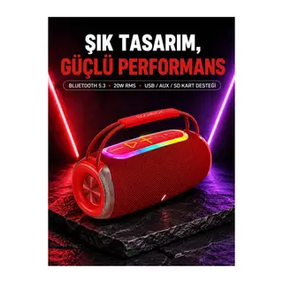 RGB LED Işıklı 20W Taşınabilir Bluetooth Hoparlör IPX6 Suya Dayanıklı