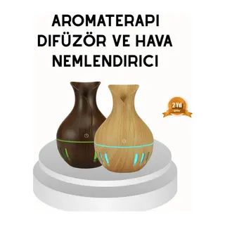 Ahşap Desenli 130 ml Aromaterapi Difüzör Sessiz ve USB Bağlantılı