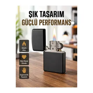 Tasarım Metal Çakmak Minimal Mat Yüzeyli ve Şık Görünümlü