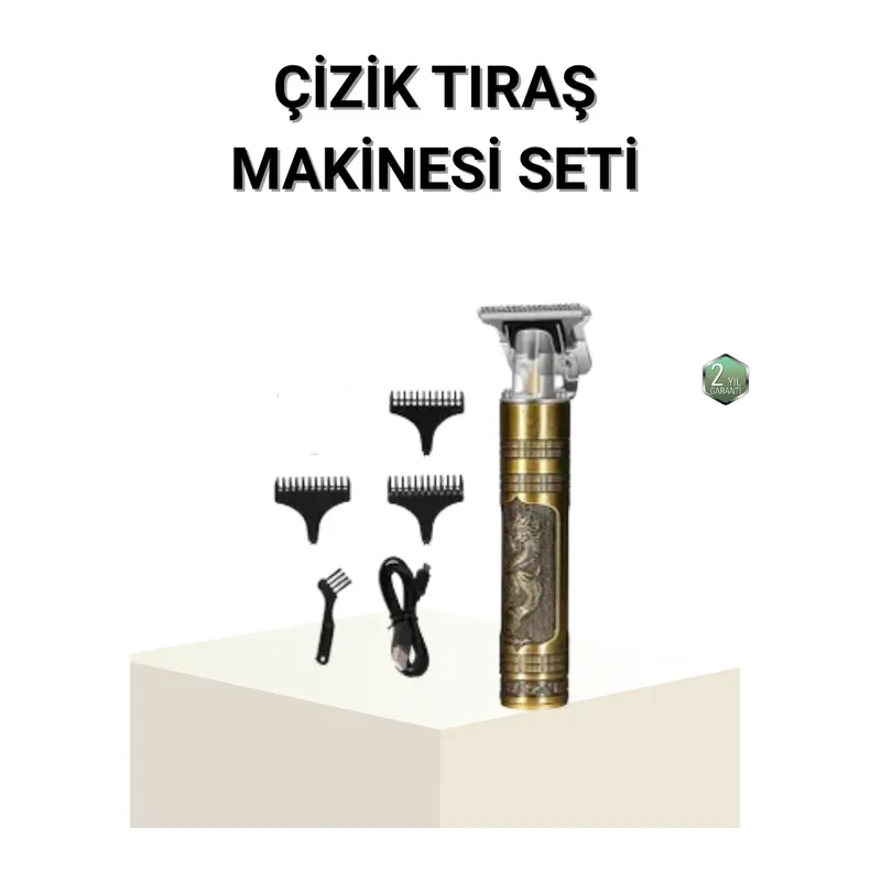 T Bıçaklı Profesyonel Çizik Tıraş Makinesi Seti – 120 Dakika Kullanım, Şarjlı & Kablolu