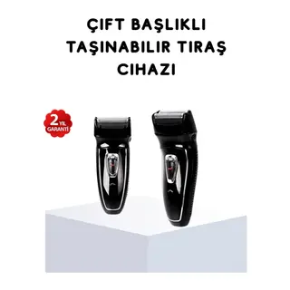 Kablosuz Tıraş Makinesi Çift Başlıklı Kuru Tıraş Folyo Başlık Şarj Göstergeli