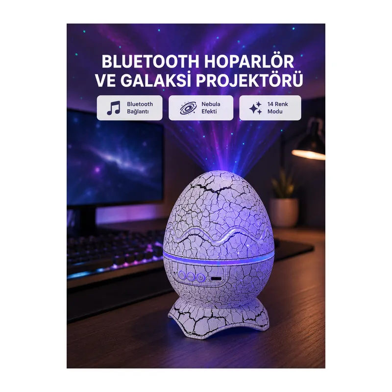 Dinozor Yumurta Gece Lambası Projektör – 14 Renk Seçeneği