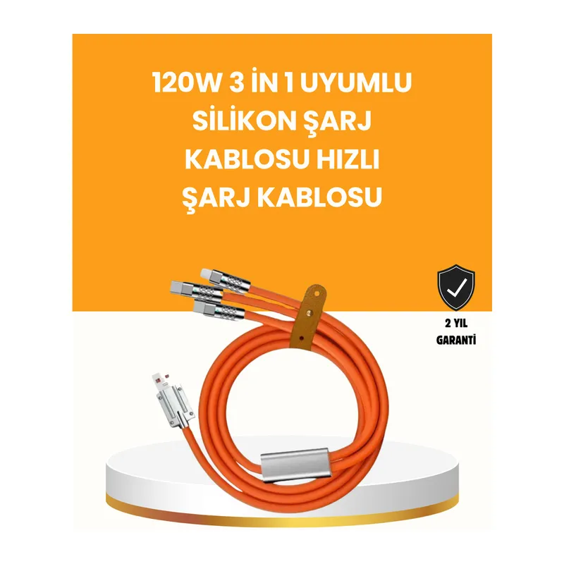 Çoklu Cihaz Dostu 120 W Hızlı Şarj Kablosu – Tek Kablo ile Her Cihaz Elinizin Altında