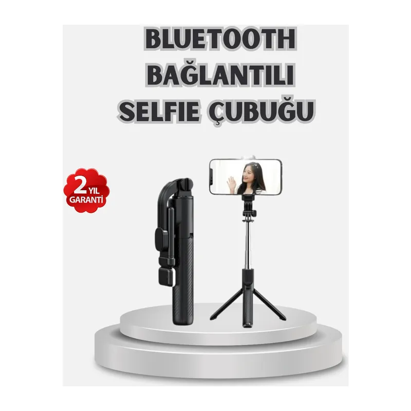 Kablosuz Bluetooth Selfie Çubuğu – 360° Dönebilir Başlık, Taşınabilir ve Şık Tasarım