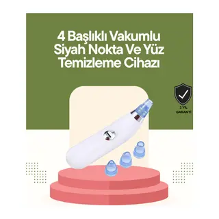 USB Destekli 4 Başlıklı Siyah Nokta Vakum Cihazı – Gözenek Temizleyici ve Cilt Yenileyici Bakım Aleti