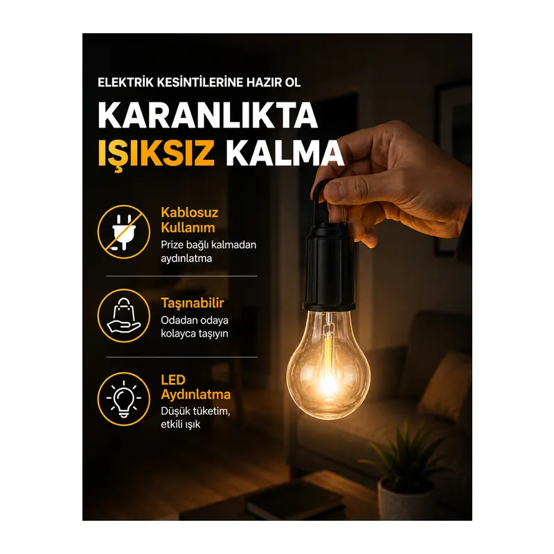 Taşınabilir Sıcak Işık Yayan Kamp Lambası
