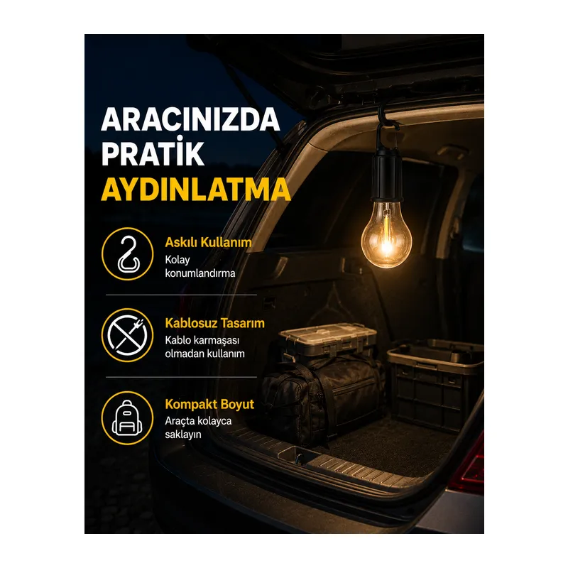 Çok Yönlü Asma Kancalı Kamp Işığı