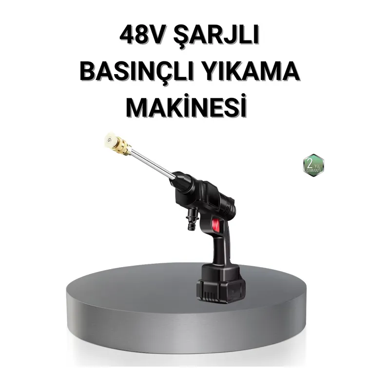 Kablosuz Basınçlı Yıkama Makinesi – 48V Güçlü Motor, 2 Pil ve Köpük Hazneli