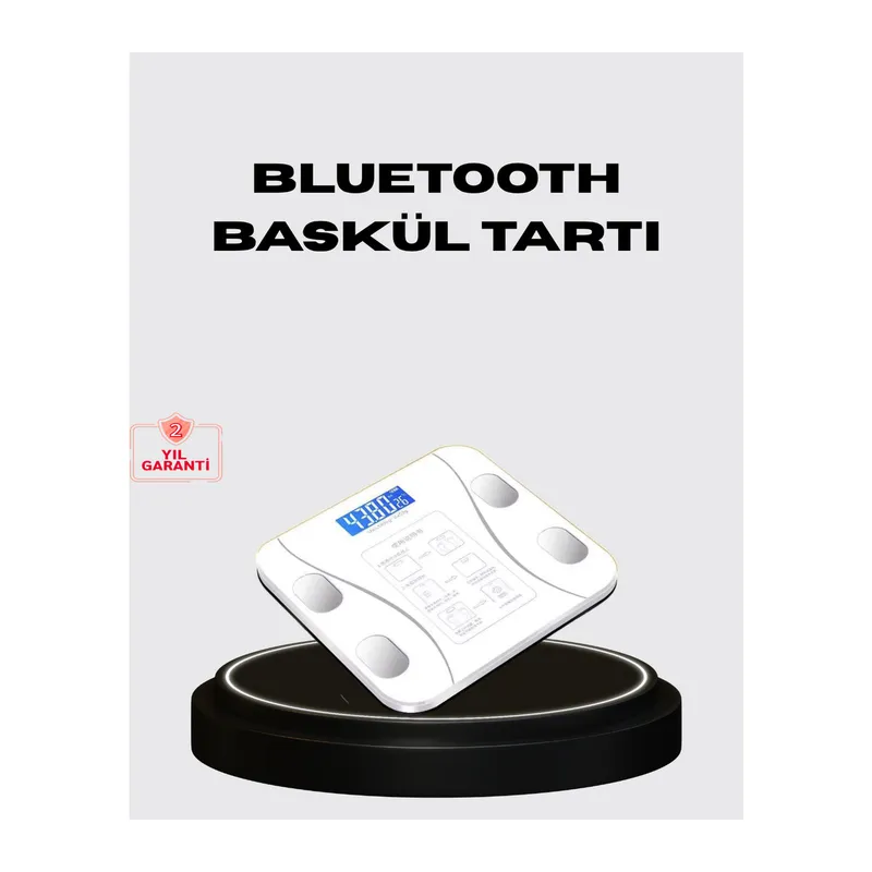 Akıllı Dijital Baskül – Bluetooth Bağlantılı, 8 Ölçüm Verili, Akıllı Vücut Analiz Tartısı