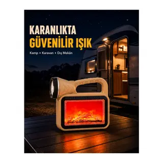 Solar Alev Işığı COB Teknolojili Taşınabilir El Feneri ve Kamp Lambası