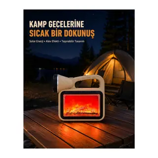 Alev Efektli Solar Lamba COB Işıklı Taşınabilir Bahçe Kamp Aydınlatma
