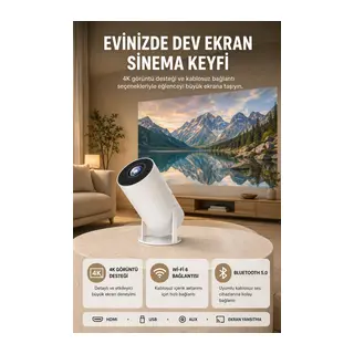 Kablosuz Projeksiyon Cihazı 4K Destekli HDMI USB Oyun Uyumlu