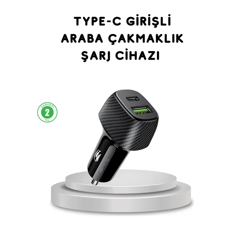 38W Araç Şarj Cihazı Type-C PD USB Hızlı Şarj Çift Port
