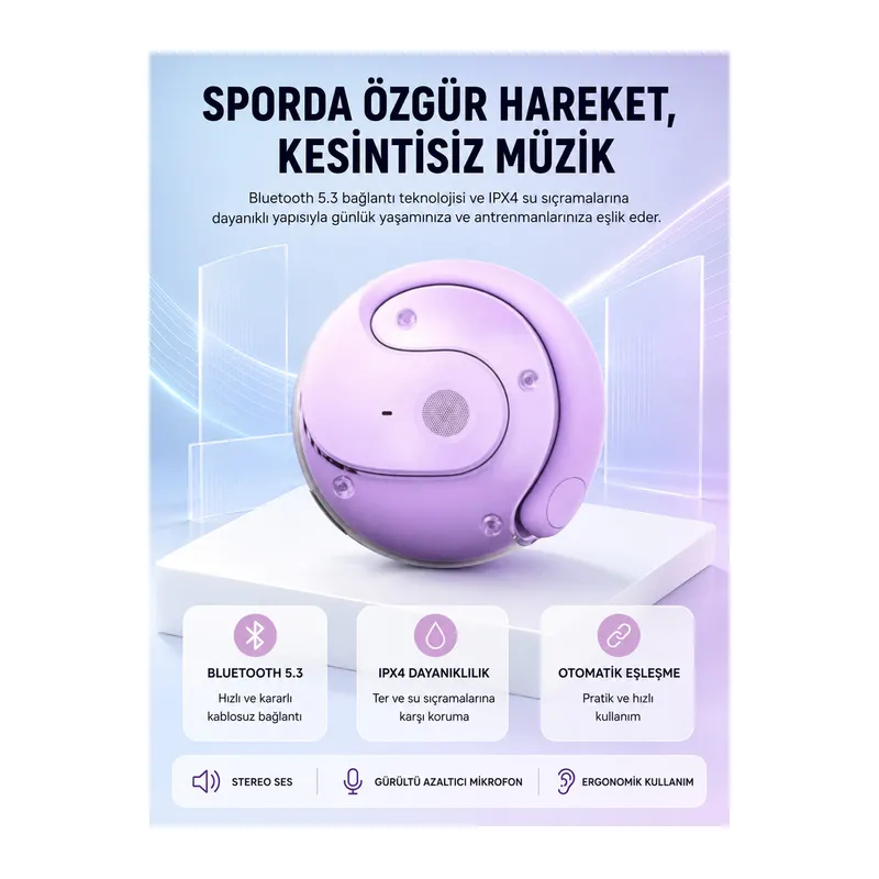 S05 Kablosuz Kulaklık Bluetooth 5.3 IPX4 Su Geçirmez Stereo Ses Otomatik Bağlantı Yeni Nesil