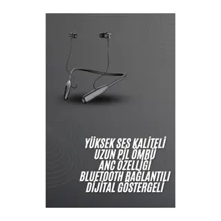 100 Saat Bluetooth Kulaklık Dijital Göstergeli ANC Özelliği Kablolu