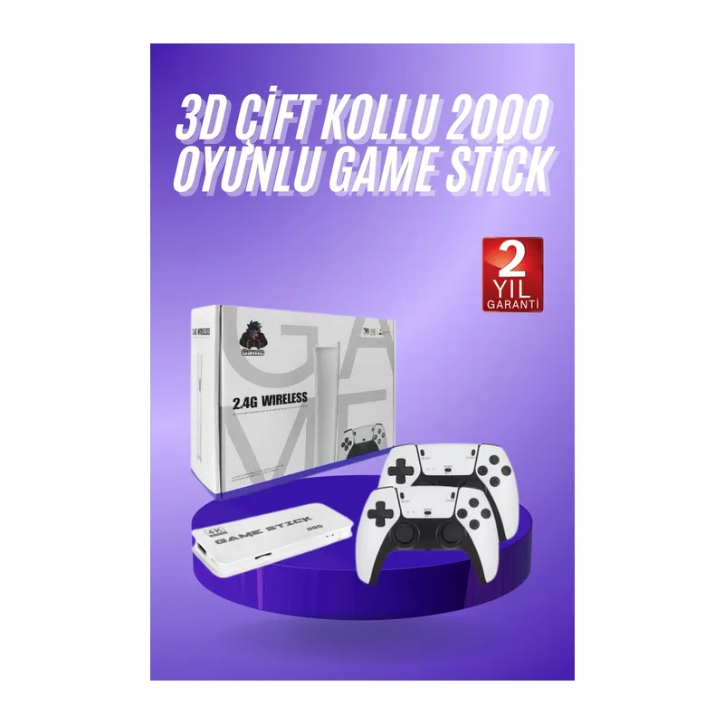 3D 4K HD 2.4G Game Stick 4K Ultra Hd Oyun Konsolu Çift Kollu